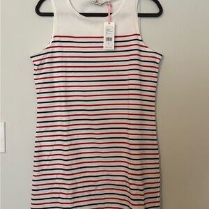 Vineyard Vines White Dress with Red and Black Stripes